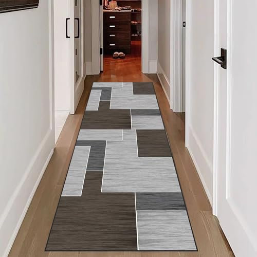 RxueSug Läufer Flur Teppich, Lang 60 x 80 cm Küche Teppich, Bettumrandung Läufer, Modern Flur Läufer Teppich, rutschfest Waschbar, für Wohnzimmer, Flur, Schlafzimmer, Esszimmer