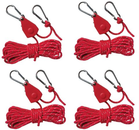 Tkxjry 4 Pezzi Rope Ratchet, 1/8 Cricchetto Di Corda, Regolabile Corde Cricchetto, Corda Cricchetto Con Gancio, Capacità di Carico di 36 Kg Per Campeggio, Illuminazione, Piante Da Interno