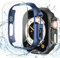 Misxi [2+2 Pezzi Cover per Apple Watch Ultra 2 (2024) / Ultra 49mm, Pellicola PC + Protezione Schermo in Vetro Temperato [con Kit Allineamento Automatico], Vetro per iWatch, 1 Blu + 1 Nero Opaco