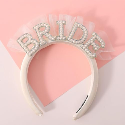 Bandeau Bride, Bride Headband, Serre-tête en Fausses Perles, Enterrement Vie de Jeune Fille, Bride Couronne, Décorations de Mariée pour Mariages