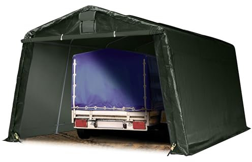 TOOLPORT Zeltgarage 3,3 x 4,7 m Premium Carport PE 600 N Plane Unterstand Lagerzelt Garage in grün