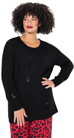 Angel of Style Damen große Größen Übergrößen Plus Size Pullover, Loose Fit, Destroyed-Look schwarz 54+ 839201100-54+