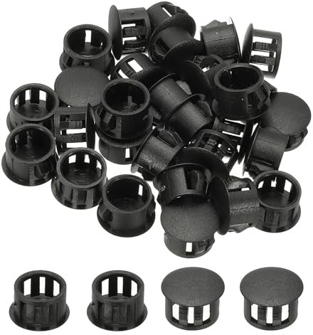 PATIKIL Bouchon de Trou en Plastique 48 Pcs 15mm pour Trous de Vis, Œillets de Bureau, Boucle de Verrouillage, pour Meubles, Embout d'Insertion pour Trous d'Armoire de Cuisine, Noir