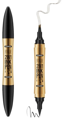Augenbrauenstift,2 in 1 Flüssiger Eyeliner,Wasserdichter und Schweißfester Augenbrauenstift,Wischfest Microblading Augenbrauenstift,Kann Leicht Natürliche Superfein Augenbrauenfarbe(Dunkelbraun)