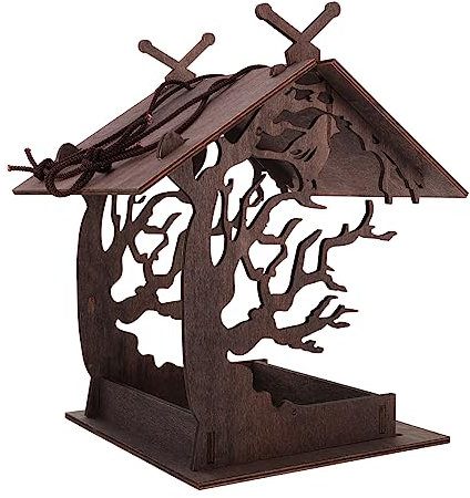 Happyyami Baue das Vogelhaus zusammen Spatz Futterspender Pole Mehlwürmer Nest außen vogelfutterhäuschen vogelfutterstelle Futterhäuschen für Wildvögel im Freien Vogelfütterer hölzern Coffee