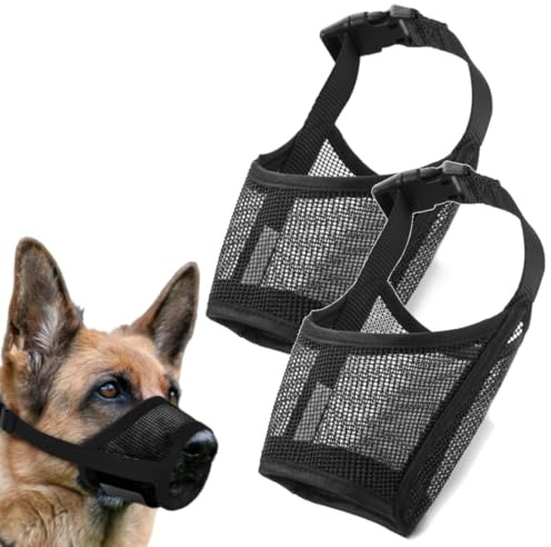 XYTAHDM 2 Stücke Maulkorb für Hunde, Nylon-Maulkorb Für Hunde, Verstellbare Schlaufe, Weicher Maulkorb Mittlere Hunde, Verhinderung von Bellen, Beißen und Kauen, Geeignet für 4-12kg(S)