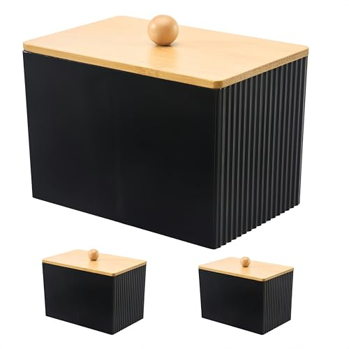 HJYDGJ 2 Gruppen Aufbewahrung Badezimmer bad Organizer Box Wattestäbchenbox Wattestäbchen Aufbewahrung Tampon Aufbewahrung Wattepads Aufbewahrung Wattepads Organizer Wattestäbchen Behälter Schwarz