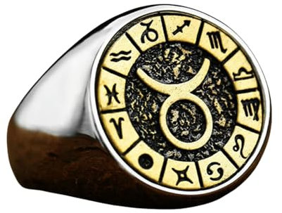 Sumpgle Vintage Zodiac Edelstahl Herrenring Europäischer und Amerikanischer Stil Titan Stahl Ring