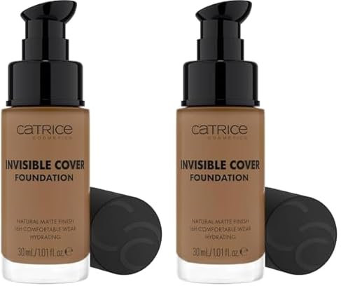 Catrice Invisible Cover Foundation, Nr. 049W, Nude, feuchtigkeitsspendend, langanhaltend, natürlich, für trockene Haut, vegan, ölfrei, ohne Parabene, ohne Mikroplastikpartikel, 2er Pack (30ml)