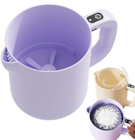 Multi-Function Electric Egg Churn, 2-in-1-Schneebesen & Filter für Eier, Kabelloser Handmixer & Sieb, 1L große Kapazität mit eingebauter Filterplatte, Elektrischer Schneebesen, Handmixer (Lila)