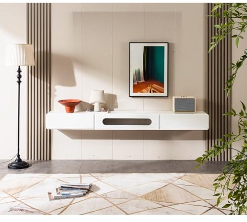 YAONJS Meuble TV Mural Suspendu en Bois Massif De Style Crème, Meuble Mural Simple Et Moderne pour Salon, Petit Appartement(120cm)
