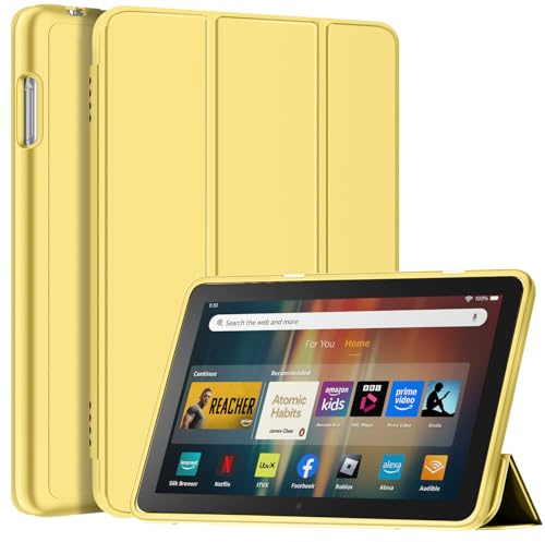 Sonlaryin Slim Soft TPU Back Smart Stand Protective Cover with Auto Wake/Sleep, Compatible with iPad - Jelly Yellow