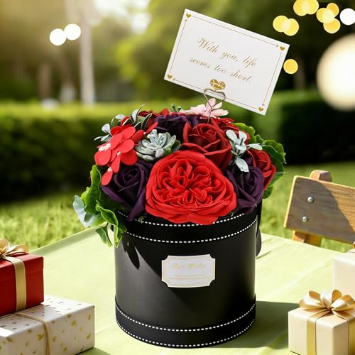 Yocdunm Soap Flower Bouquet,Birthday Gifts for Women, Rose and Carnation Mothers Day Flowers Valentine Flowers for Her and Flower Bouquet For Your Loved