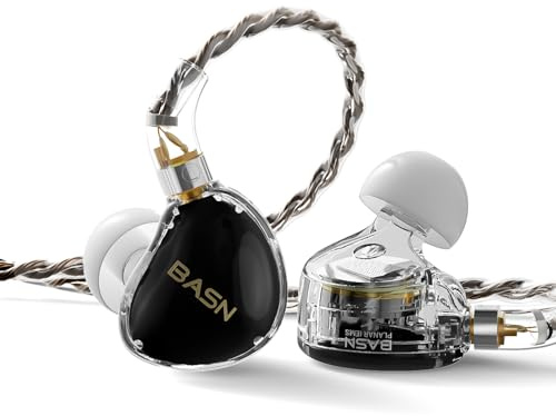 BASN ASONE PRO - Cuffie in-ear per monitor, driver planare da 14,2 mm, con cavo MMCX modulare da 3,5 mm/4,4 mm, per musicisti e audiofili (nero, 3,5/4,4)