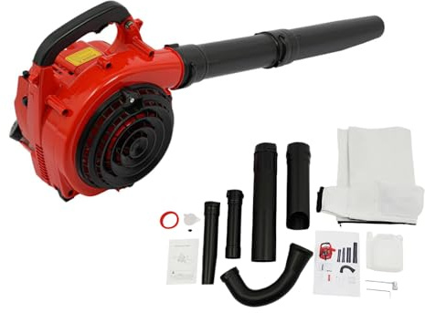 HUOMMGS 25,4CC 750W Laubbläser Benzin Handheldlaubbläser 2-Takt-Luftgekühlter Motor Upgrade Laubsauger mit 1 Sammeltasche & Elektronische Zündung 0,13 m³/s Laubsauger Benzin Blattbläser