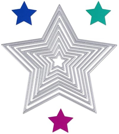 HZAOPZE 8 Stück Stanzschablonen Metall Stanzformen Stern Form Schneiden Schablonen für DIY cutting dies Scrapbooking Album, Papier Schneiden Schablonen Karten Sammelalbum Deko,Silber