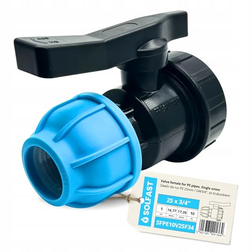 PE Kugelhahn 25 mm 3/4 IG Klemmverbinder Absperrventil für PE Rohr Bewässerung Garten Wasserleitung Ventil Innengewinde