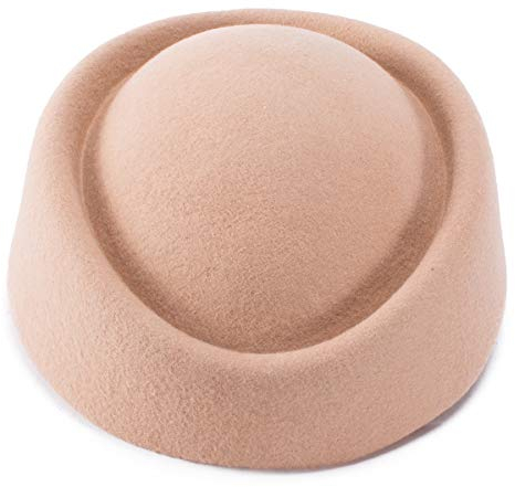 Lawliet, Fascinator aus Wollfilz, Hochzeitshut, Pillenbox-Hut für Damen, schöner Hostessen-Hut Gr. Einheitsgröße, camel
