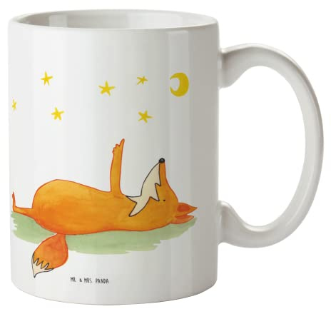 Mr. & Mrs. Panda Tasse Fuchs Sterne - Geschenk, Always Look on the Bright Side of Life, Kaffeebecher, entspannt, Füchse, Schöne Teetassen, Tasse