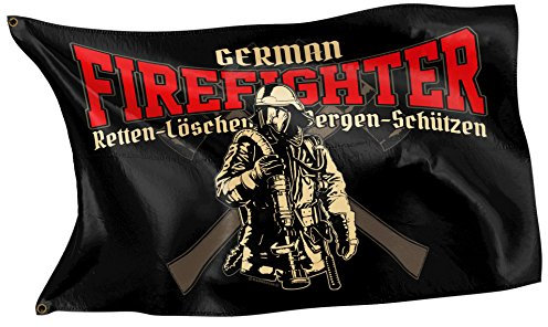 RAHMENLOS Original Design-Flagge: Deutschland-Fahne German Firefighter für die Feuerwehr