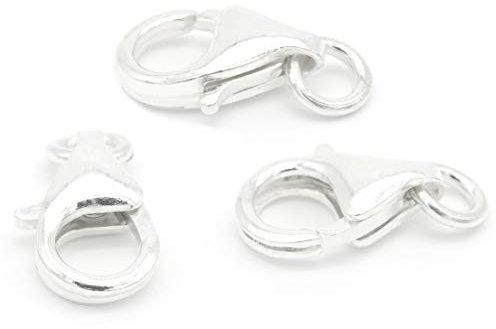 NaturSchatulle Karabinerverschluss 100% Sterling Silber 925 I 3 Stück Schmuckverschluss 12mm Karabinerhaken Kettenverschluss Basteln Schmuckherstellung