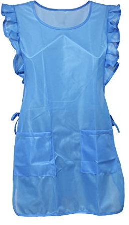 Chasuble Kasack Überwurf Schürze Dederon Nylon Nostalgie Rüsche einfarbig, Größe:M (42-44), Farbe:türkis