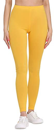 Bellivalini Leggings Damen aus Viskose Ganzjährig Bequeme Bekleidung Damen für tägliches Tragen oder Sport BLV50-147 (Gelb, 3XL)