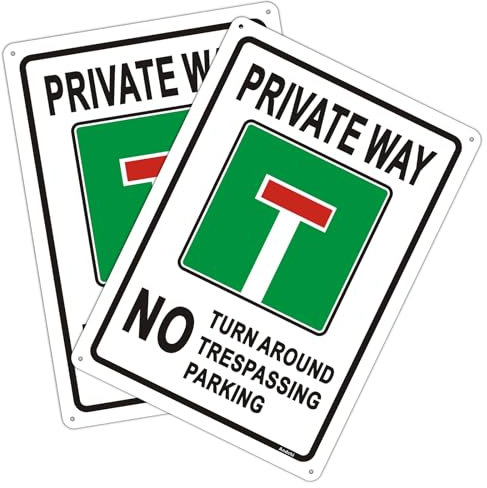 2 cartelli stradali privati, senza passaggio, in alluminio, per strada privata, 25 x 35 cm