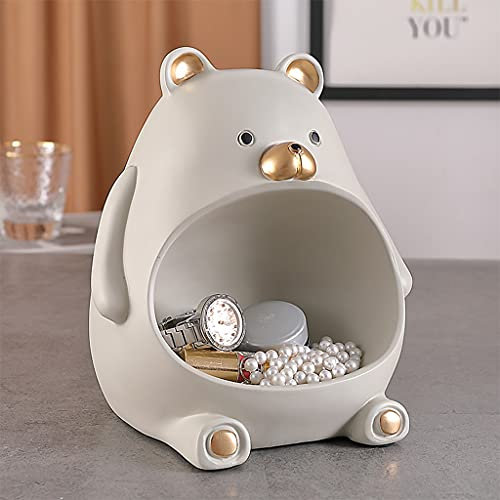 YXCKG Entrada Llave Decorativa Vaciabolsillos Moderno Cuenco Lindo Animal Esculturas Resina Llaves Plato Joyería Pendientes Titular Hogar, Bandejas Cumpleaños (Color : Gray)