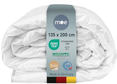 moe Natural Dream Sommer Daunendecke 135x200 cm - Sommerdecke, Bettdecke Sommer, Made in Germany, 90% Daunen, auch für Allergiker geeignet, 100% Baumwolle, Füllmenge 250 g