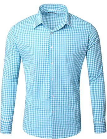 Reslad Kariertes Hemd-Herren Slim Fit Bügelfreies Freizeithemd Trachtenhemd Karo-Hemd RS-7007