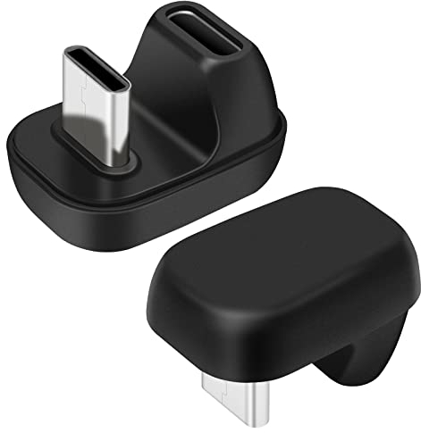 USB C 180 Grad Abgewinkelter Adapter (2 Stück), U Form USB C 2.0 Stecker zu Buchse, Typ C Datenübertragungsstecker Kompatibel für Samsung, MacBook und Mehr