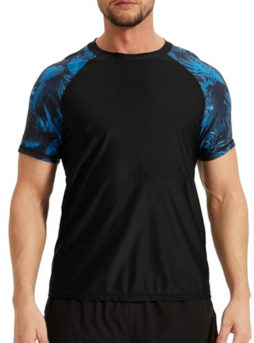 VAYAGER Men's Rash Vest UPF 50+ Rash Guard Swim Shirts Short Sleeve Quick Drying UV Protection Swimming Surfing Tops