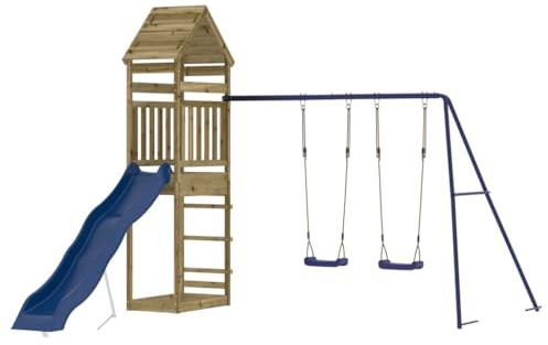 vidaXL Spielturm, Klettergerüst mit Rutsche Schaukel, Kinder Kletterturm mit Sandkasten, Spiel-Zubehör für Garten, Spielgeräte Spielplatz, Imprägniertes Kiefernholz