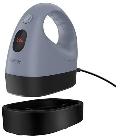 Calogy Mini Presse à Chaud, Machine Impression Textile Petit, Portable Mini Fer avec Affichage LED, 3 Niveaux Contrôle de la Température, Base Sécurité Isolée pour Tee Shirt, Casquett(Gris Argenté)