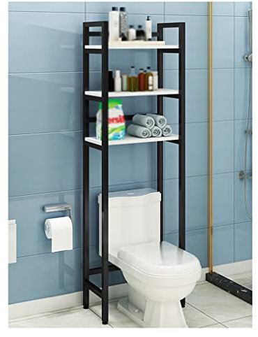 Estante de inodoro de 3 niveles para lavadora, estante de esquina que ahorra espacio para baños con almacenamiento superior, se adapta a lavadoras, fregaderos y mucho más