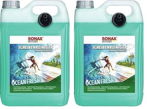 SONAX ScheibenReiniger gebrauchsfertig Ocean-Fresh (5 Liter) gebrauchsfertiger Reiniger für die Scheiben- und Scheinwerferwaschanlage | Art-Nr. 02645000 (Packung mit 2)