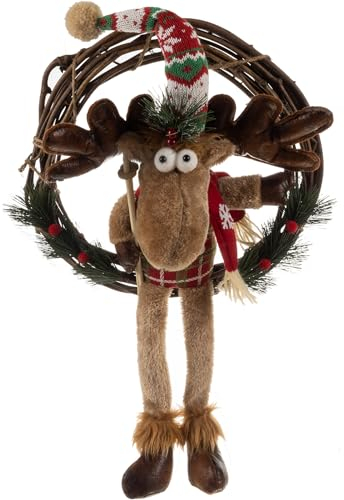 Weihnachten Deko Türkranz 31cm Weihnachtskranz Kranz 22316, Muster:Rentier