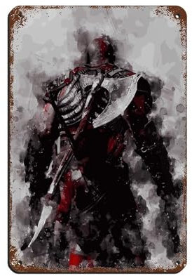 God of War Kratos Poster Blechschild Vintage Metall Pub Club Cafe Bar Home Wandkunst Dekoration Poster Retro 20 x 30 cm