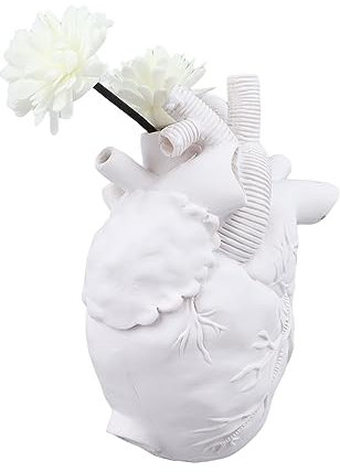 Kreativität Anatomische Herzvasen Simulation Herz Blumenarrangement Vase Harze Skulptur Herzförmige Kunst Blumenvasen Desktop Home Decor für Wohnzimmer (Weiß)