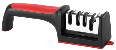 Messerschärfer| Manuelle Messerschärfer| 4 Stufen Küchenmesserschärfer| Ergonomischer Griff| Messerschärfer| für Grobschliff und Präzisionsschärfen (Tippe A)