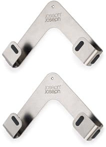 Joseph Joseph Space Set Of 2 Pot And Pan Lid Holders Self Adhesive Wall Mount Storage Organiser, Suitable For Lids Up To 28 cm, 3M VHB Tape Included, Stainless Steel, Silver