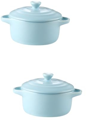 PRETYZOOM 2 Stk Doppelohr Suppenschüssel Veganes Müsli Suppenschüssel Aus Keramik Suppennudelschüssel Auflauf Französische Zwiebelsuppe Topf Dampfende Tasse Mini-müsli Doppelschicht