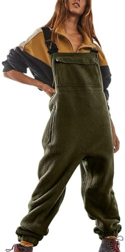 Minetom Salopette Femme Pantalon En Polaire Combinaison Sans Manches Décontracté Jumpsuit De Travail Avec Poches A Armée Vert XS