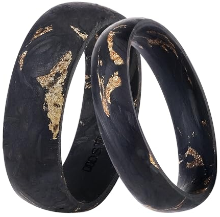 DOOSTI Trauring/Ehering/Partnerring aus Carbon - UNIQUE- Carbon marmoriert - Damen und Herren Variante - (Ring Breite 7 mm, 62)