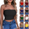 KOG Amazon Gutschein Bandeau Top Damen Crop Tops Sexy Tube Top Frauen Sommer Y2k Aesthetic Clothes Off Shoulder Bauchfreie Trägerloses Top Slim Fit Oberteile Angebote Schwarz M
