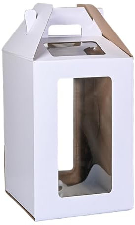 Tall Cake Box With Handle - Transport Container for Wedding, Graduation Party - Storage Box for Tiered Cakes - White, 30cmx30cmx35cm