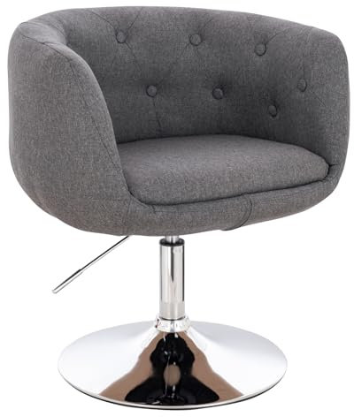 SVITA Panama Retro Loungestuhl Polsterstuhl Cocktailsessel Tellerfuß Metall Stoffbezug Grau