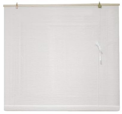 Zhixubah Natur Holzrollo für Innen Bambusrollo Weiß Sonnenschutz Bambus Vorhang mit Lifter Sichtschutzrollo Bambus Raffrollo Dekorative Vorhänge Atmungsaktiver Bambusjalousien Anpassbar