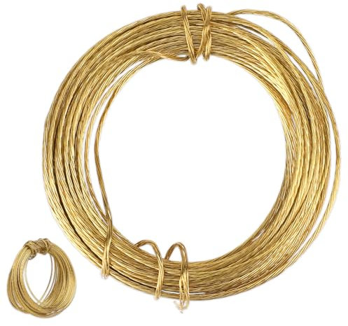 Picture Hanging Brass Wire, 32.5 Feet(10m) Braided Picture Wire Heavy Bare Copper Wire Gold Wire Flexible Steel Wire Meta for Photo Frame Mirror Artwork Clock Hanging Supports up to 30lbs